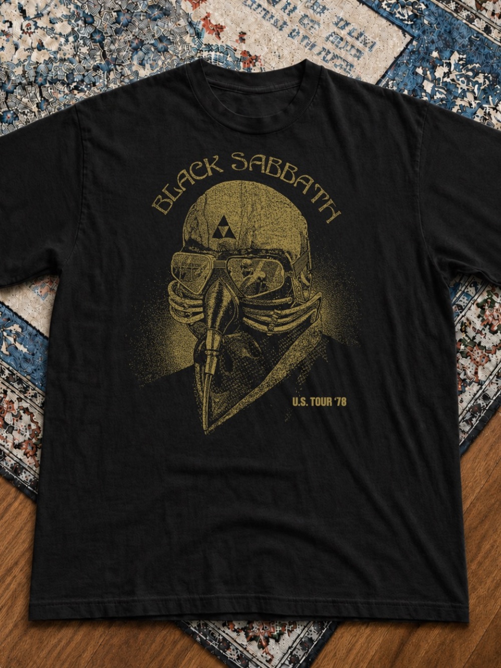 Gildan Black T-Shirt with Gold Black Sabbath Graphic